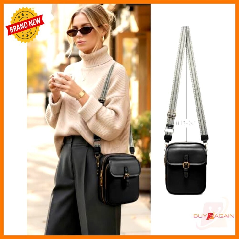 Vegan Leather Crossbody Bag with Card Slots, Adjustable Strap, Anti-Theft - Picture 2 of 7